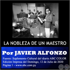 LA NOBLEZA DE UN MAESTRO - Por JAVIER ALFONZO - Domingo, 12 de Julio de 2020